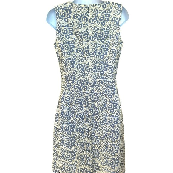 Brooks Brothers Red Fleece Periwinkle Cream Embroidered Floral Dress Size 4 NWT - Picture 4 of 6